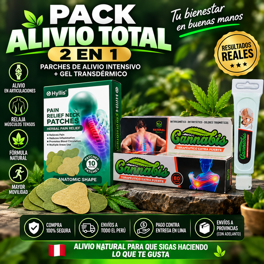 PACK ALIVIO TOTAL 2 EN 1| Parches de Alivio Intensivo + Gel Transdérmico Cannabis Extra Fuerte